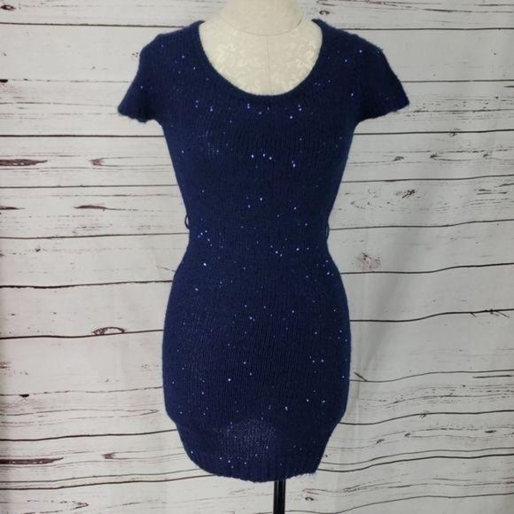 Rue21 Royal Blue Sequin Short Sleeve Sweater dress‎ - Picture 2 of 8